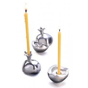 Anat Basanta Aluminum Shabbat Candlesticks Pomegranate Shape