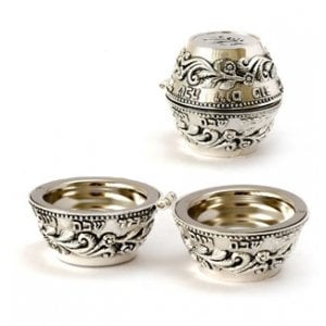 Silver Plated Compact Engraved Travelling Candlesticks - Magnet Closure