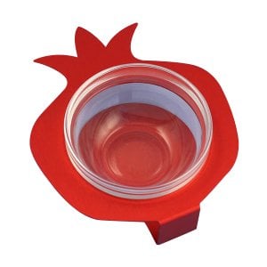 Shraga Landesman Raised Pomegranate Charoset Dish Red - Aluminum and Glass