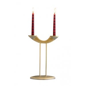 Shraga Landesman Tall and Slender Antique Golan Candle Holders - Aluminum