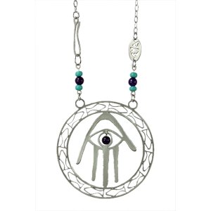 Shraga Landesman Fish and Hamsa Kabbalah Necklace - Nickel Silver