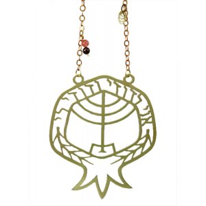Shraga Landesman Brass Wall Hanging Wheat and Menorah - Ani Ledodi