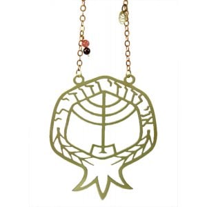 Shraga Landesman Brass Wall Hanging Wheat and Menorah - Ani Ledodi