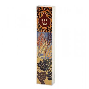 Dorit Judaica Lucite Mezuzah Case Colorful Aluminum Print - Seven Species