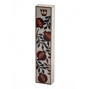 Dorit Judaica Lucite Mezuzah Case Colorful Aluminum Print - Open Pomegranates