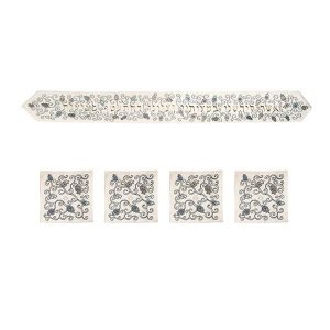 Emanuel Embroidered Atara with 4 corners, Pomegranates Bracha Gray-Blue
