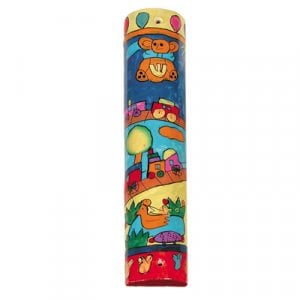 Yair Emanuel Large Hand Painted Wood Mezuzah Case - Children's Design