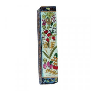 Yair Emanuel Small Hand Painted Wood Mezuzah Case - Seven Species