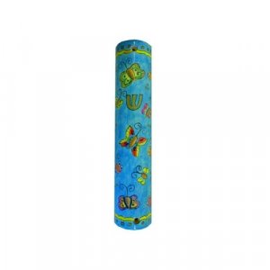 Yair Emanuel Small Hand Painted Wood Mezuzah Case - Colorful Butterflies