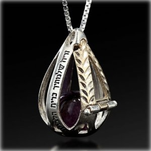 Drop-shaped Kabbalah Necklace with Luck Gems by HaAri Jewelry