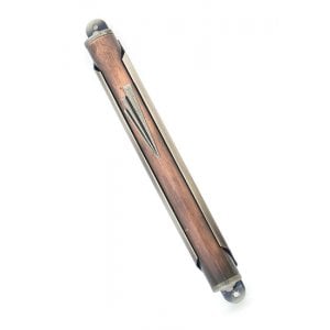 Red Pewter Mezuzah Case with Elongated Shin Letter