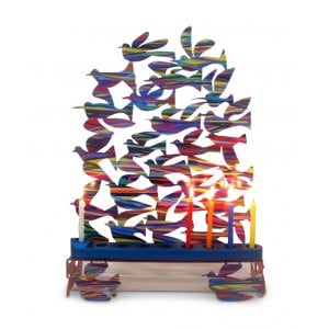 David Gerstein Birds in Flight Colorful Hanukkah Menorah Laser Cut Metal