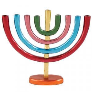 Yair Emanuel Anodized Aluminum Classic Arch Hanukkah Menorah - Multicolored