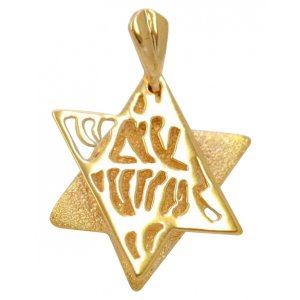 Gold Filled Shema Star of David Pendant