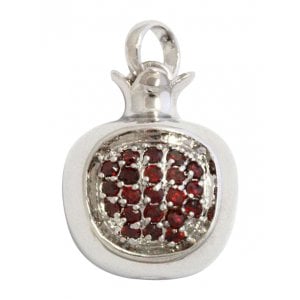 Pomegranate Pendant with Red Garnet Seeds – Rhodium Plated Gold Filled