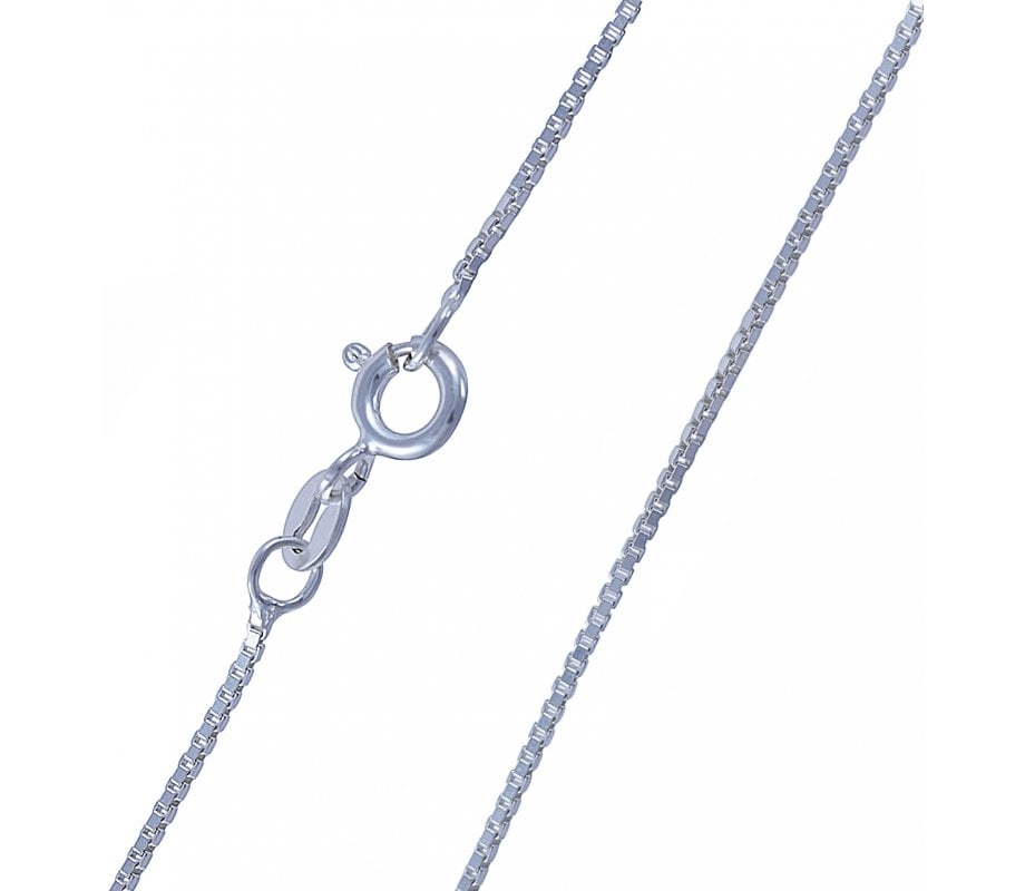 925 Sterling Silver Box Rhodium Adjustable 1mm Chain Silver 