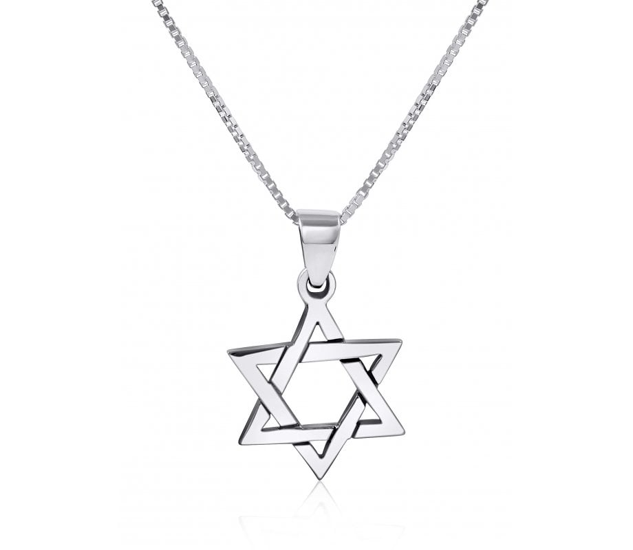 925 Sterling Silver Interlocking Triangles Star of David Necklace for Women or Men