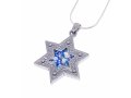 925 Sterling Silver Necklace with Filigree Star of David and Roman Glass