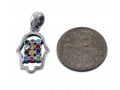 925 Sterling Silver Pendant Necklace - Hamsa with Colorful Choshen Breastplate