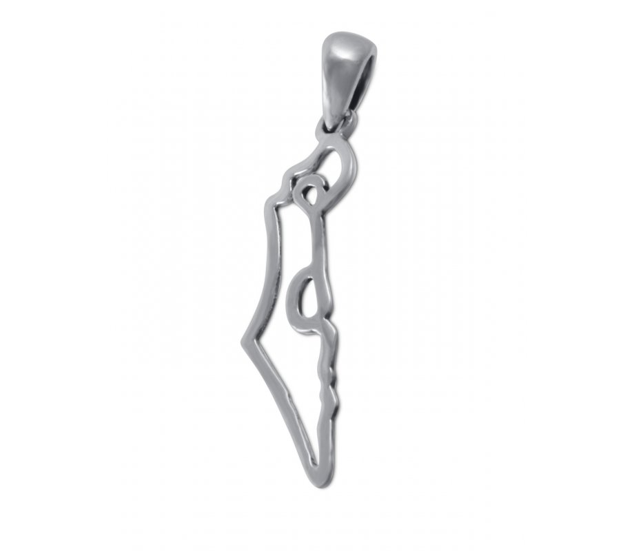 925 Sterling Silver Pendant Necklace - Outline of Land of Israel