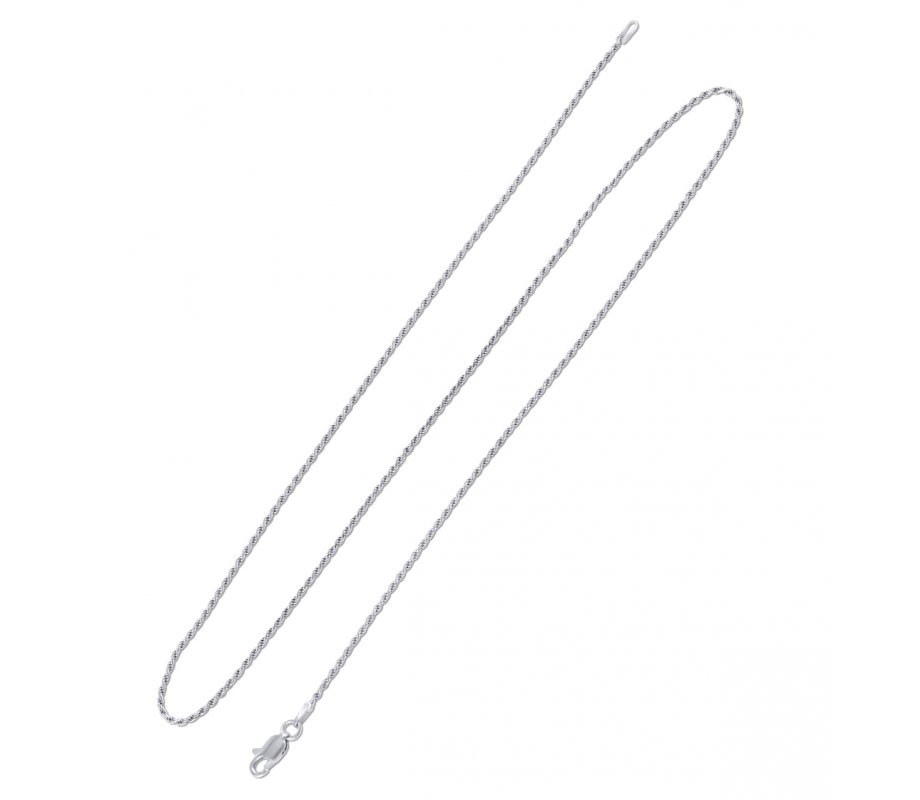 925 Sterling Silver Rhodium Plated Rope Chain - Choice of Lengths