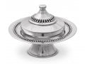 925 Sterling Silver Rosh Hashanah Honey Dish on Pedestal - Bead Design