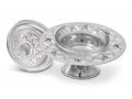 925 Sterling Silver Rosh Hashanah Honey Dish on Pedestal - Diamond Design