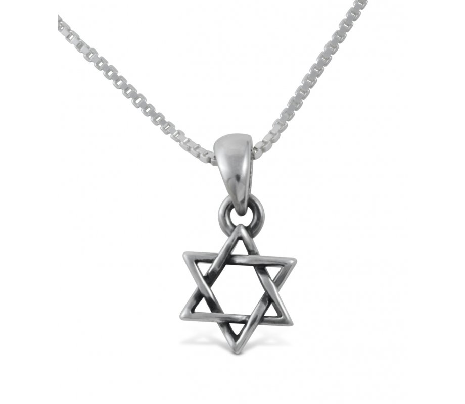 925 Sterling Silver Star of David Pendant Necklace - Small