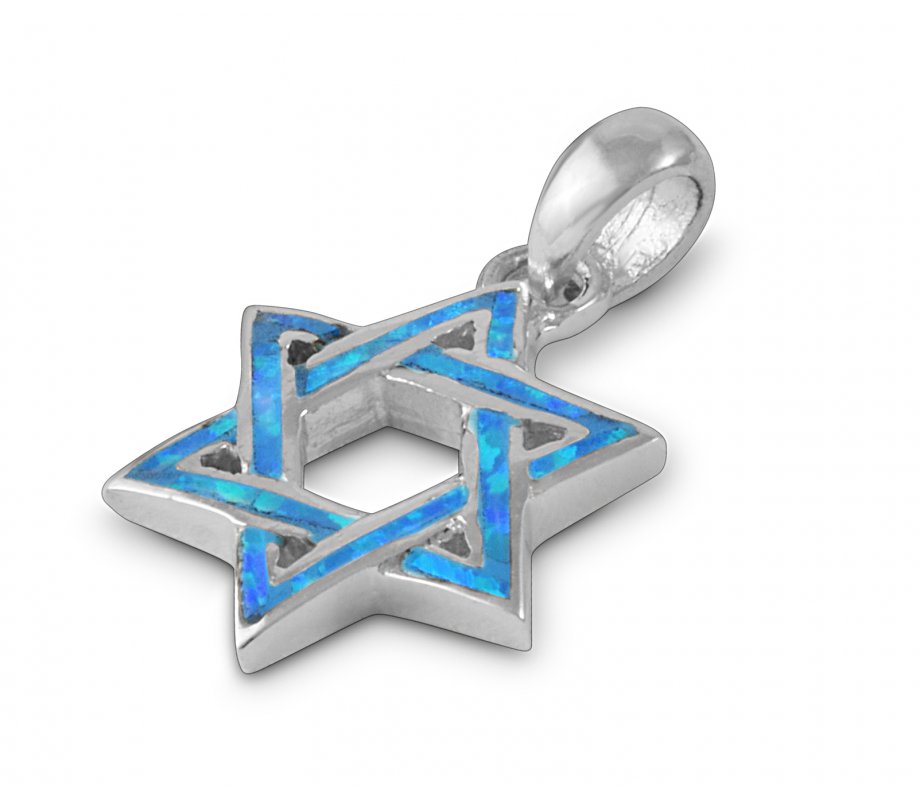 925 Sterling Silver and Opal Interlocked Star of David Necklace Pendant