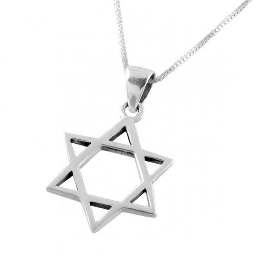AJDesign Classic Sterling Silver Star of David Pendant with Chain