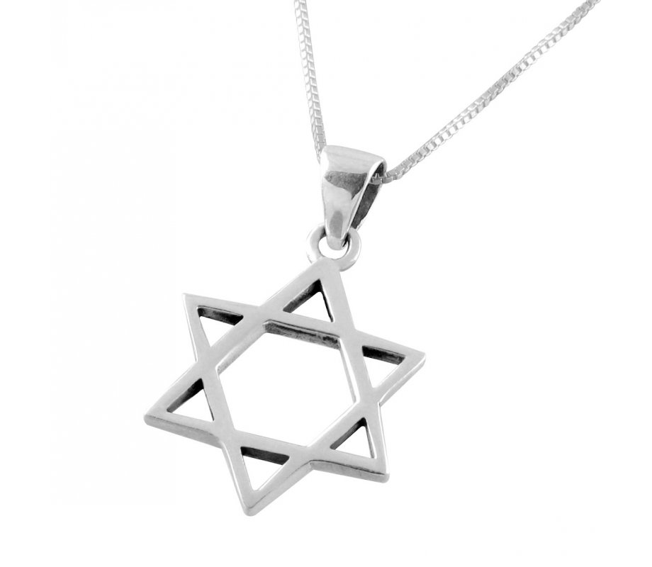 AJDesign Classic Sterling Silver Star of David Pendant with Chain