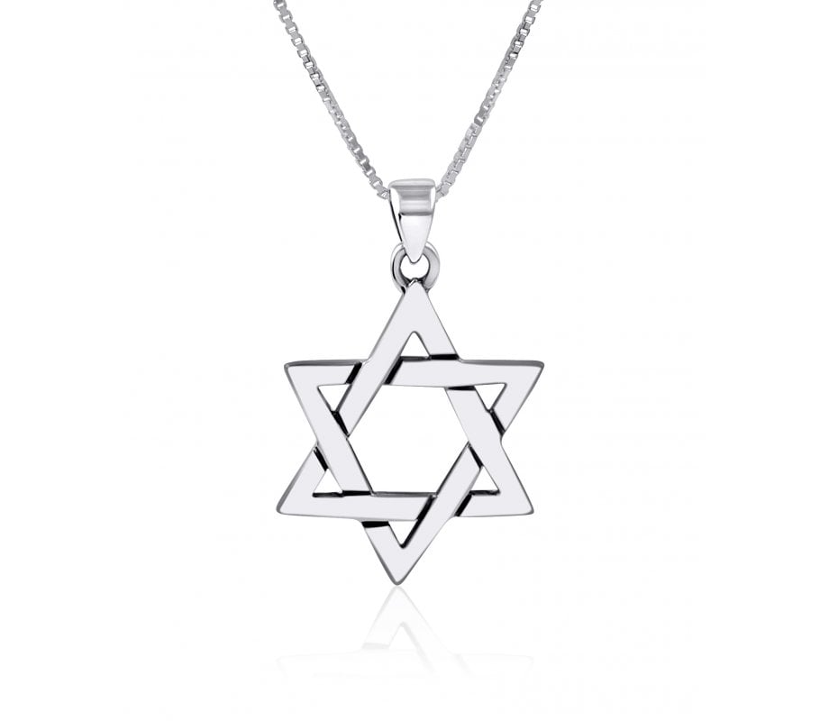 AJDesign Large Star of David Necklace for Men 925 Sterling Silver Interlocking Triangles Pendant with Chain