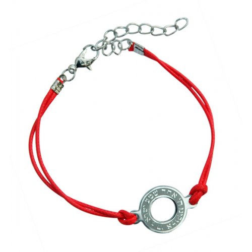 AJDesign Round Shema prayer on red cord bracelet
