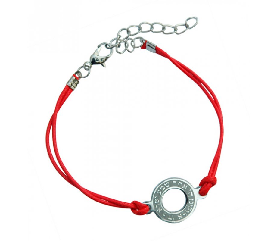 AJDesign Round Shema prayer on red cord bracelet