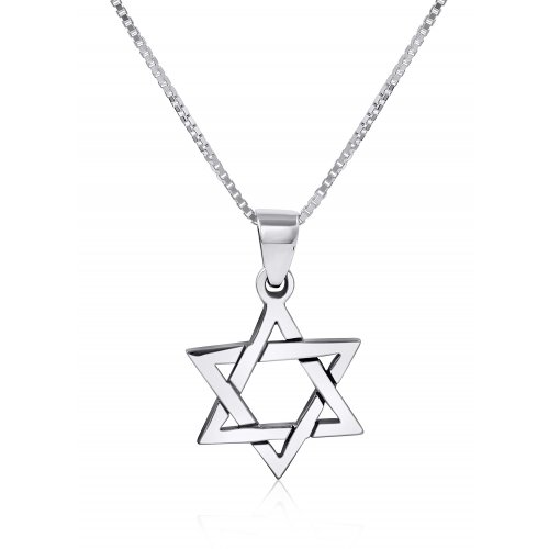 AJDesign Sterling Silver Interlocking Triangles Star of David Necklace Pendant with Chain