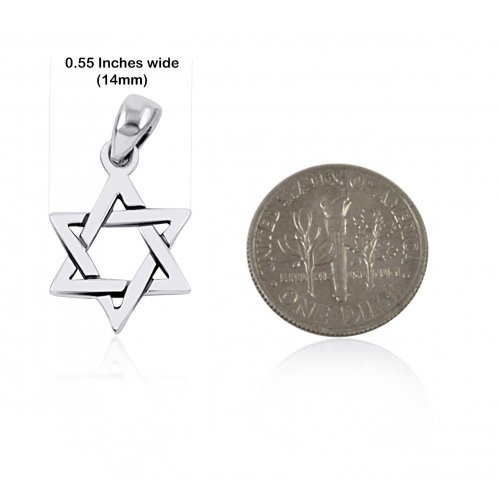 AJDesign Sterling Silver Interlocking Triangles Star of David Necklace Pendant with Chain