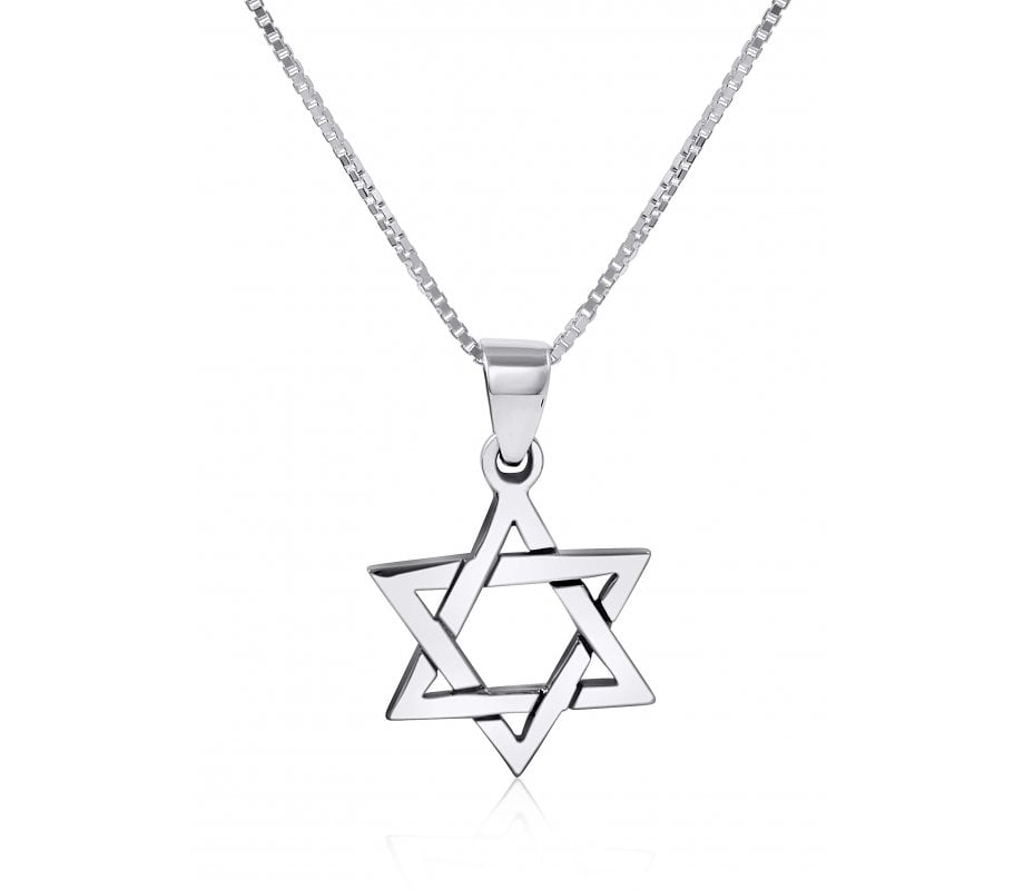 Jewels Obsession Star Of David Pendant Sterling Silver 37mm Star Of David with 7.5 Charm Bracelet 