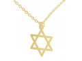 AJDesign Thin Classic 14k Gold-Plated Star of David Pendant with Chain