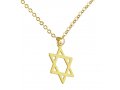 AJDesign Thin Classic 14k Gold-Plated Star of David Pendant with Chain