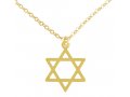 AJDesign Thin Classic 14k Gold-Plated Star of David Pendant with Chain