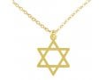 AJDesign Thin Classic 14k Gold-Plated Star of David Pendant with Chain