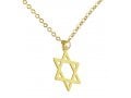 AJDesign Thin Classic 14k Gold-Plated Star of David Pendant with Chain