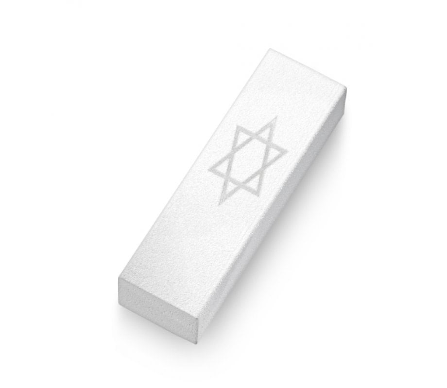 Adi Sidler Anodized Aluminum Car Mezuzah, Star Of David - White