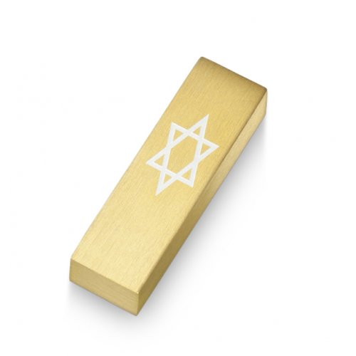 Adi Sidler Anodized Aluminum Car Mezuzah, Star of David - Gold