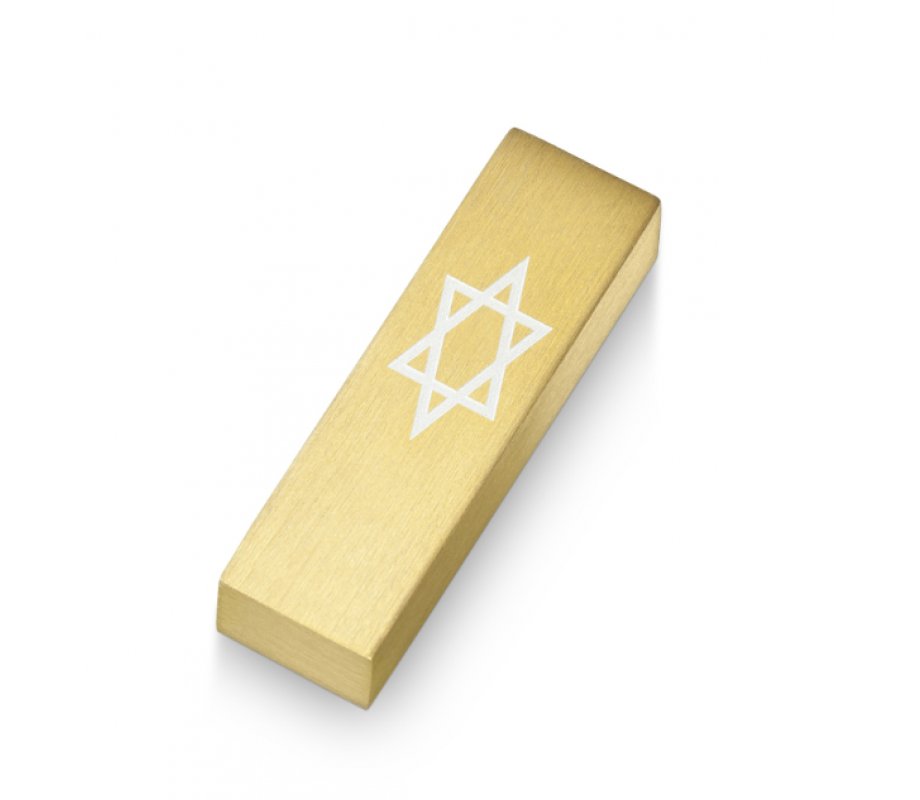 Adi Sidler Anodized Aluminum Car Mezuzah, Star of David - Gold