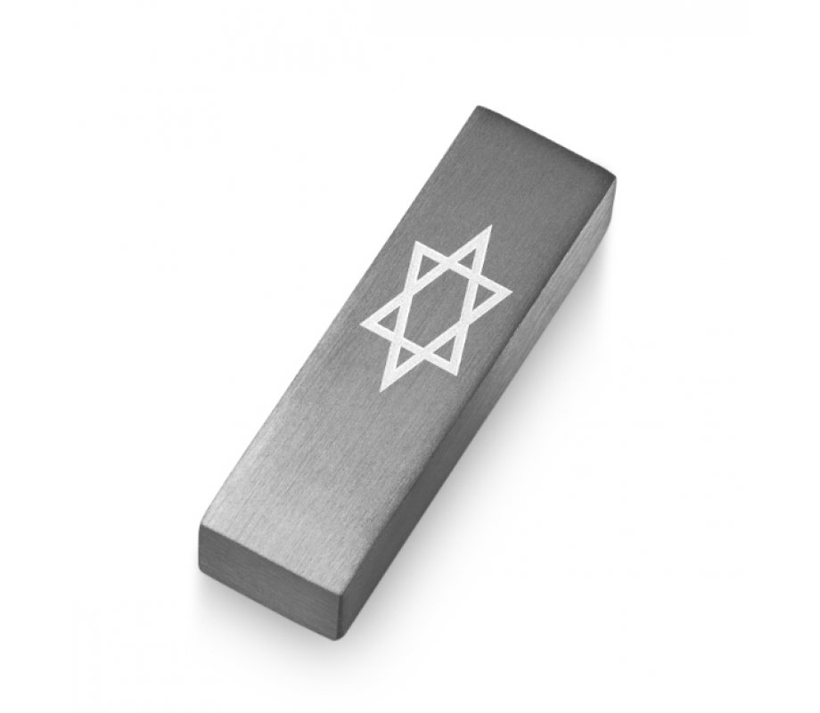 Adi Sidler Anodized Aluminum Car Mezuzah, Star of David - Gray