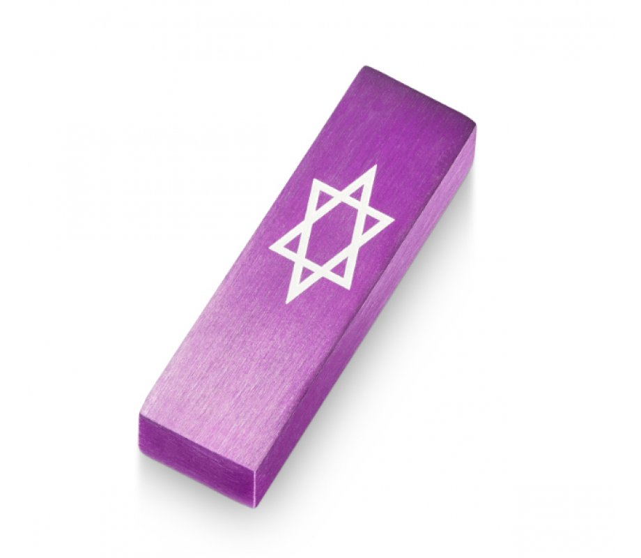 Adi Sidler Anodized Aluminum Car Mezuzah, Star of David - Purple