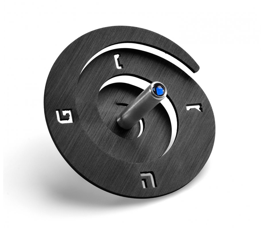 Adi Sidler Anodized Aluminum Spiral Dreidel - Black