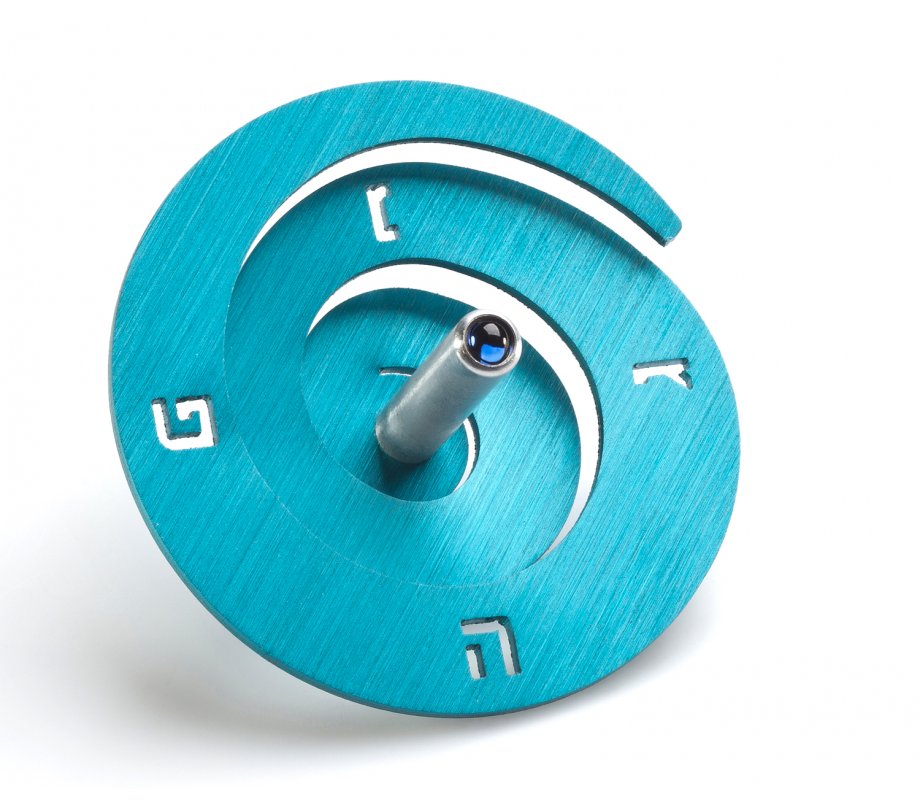 Adi Sidler Anodized Aluminum Spiral Dreidel - Turquoise