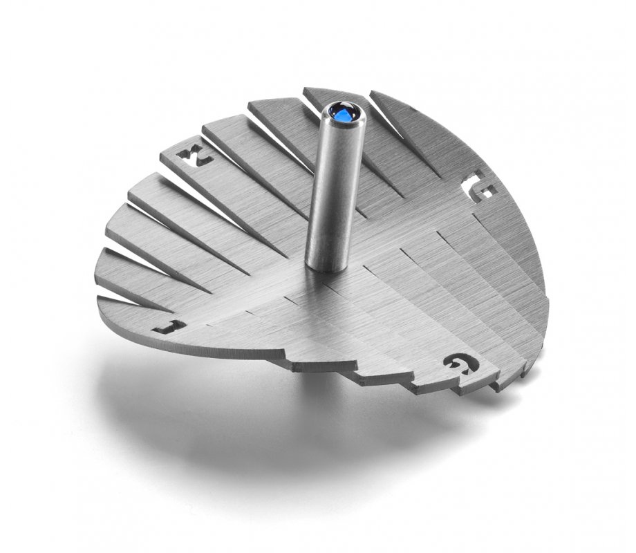 Adi Sidler Anodized Aluminum Waves Chanukah Dreidel - Silver